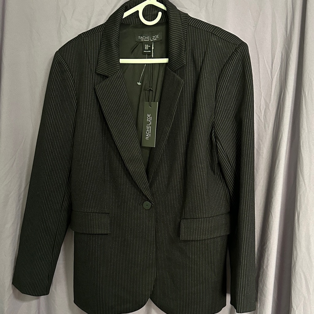 Rachel Zoe Black Pinstripe Tailored Blazer